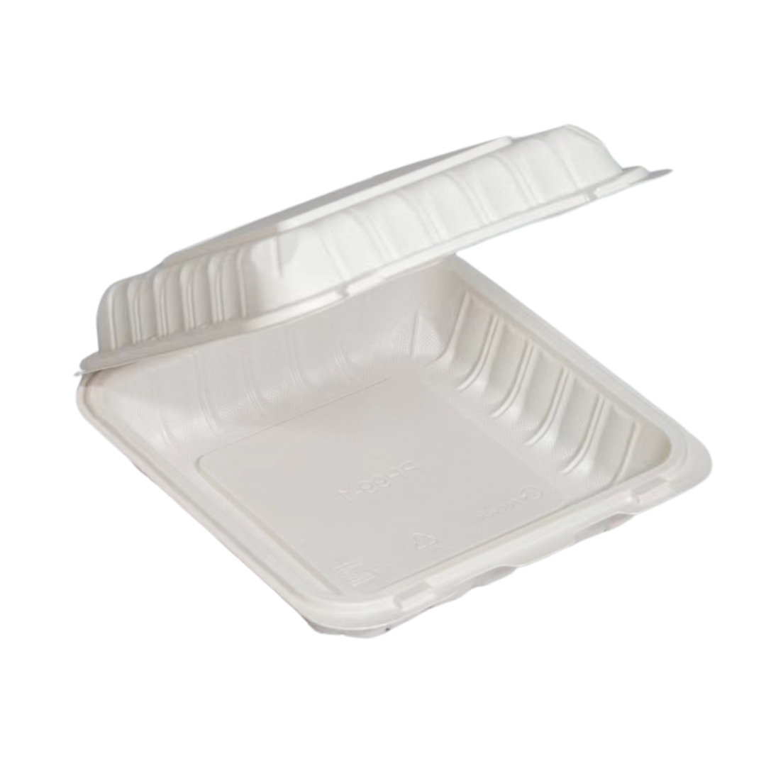 9" x 9.25" x 3" White MFPP Take-Out Container - 150/cs