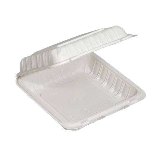 9" x 9.25" x 3" White MFPP Take-Out Container - 150/cs