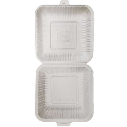 9" x 9.25" x 3" White MFPP Take-Out Container - 150 pcs