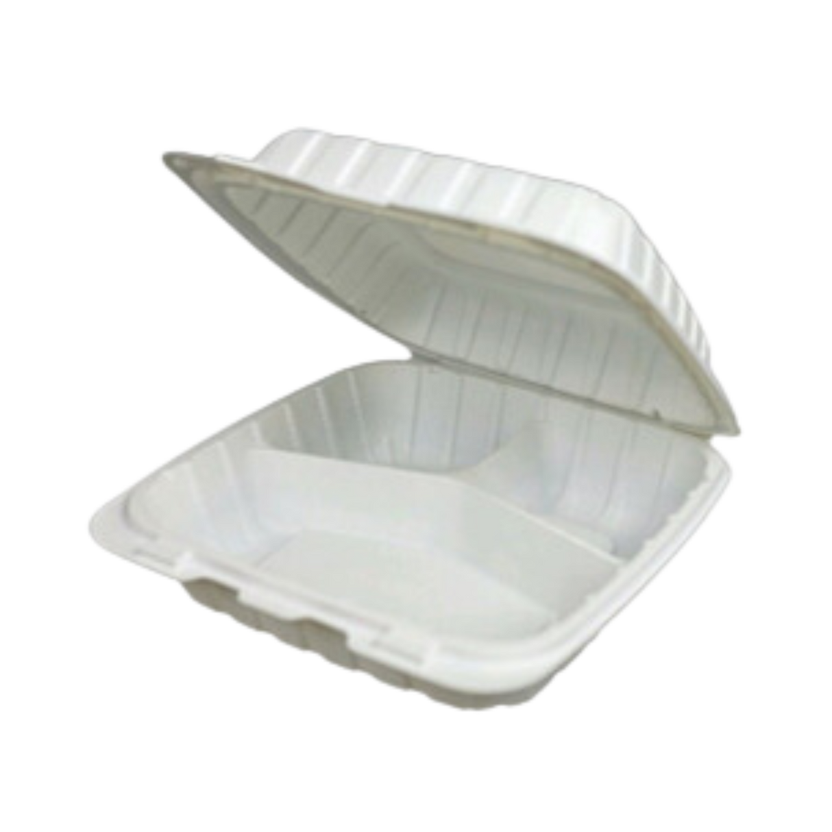 9" x 9"x 3" White MFPP Take-Out Container with 3-Comp. - 150/cs