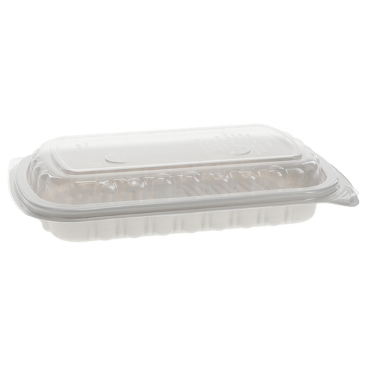 White/Clear Half Slab Rib Containers with Dome Lid - 90sets