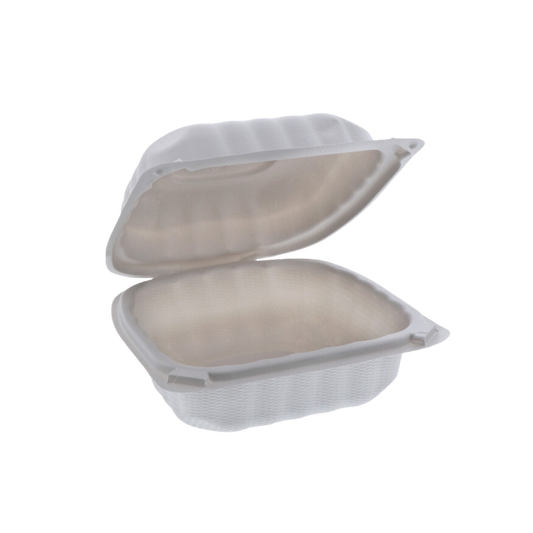 6" x 6" x 3.25" White MFPP Take-Out Container - 400/cs