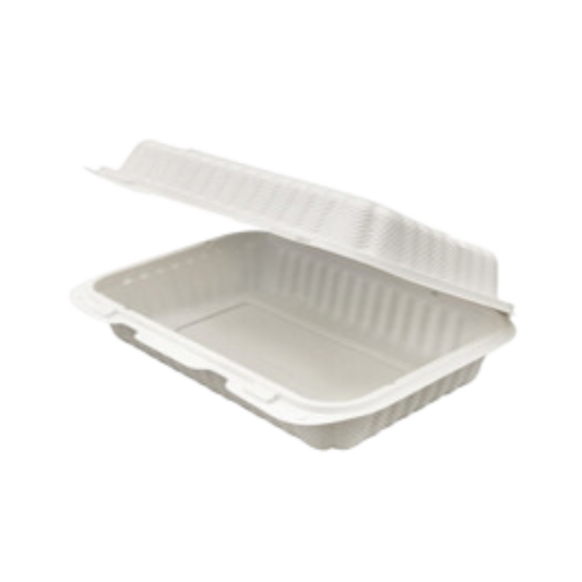8.86" x 5.86" x 2.79" White MFPP Take-Out Container - 150 pcs