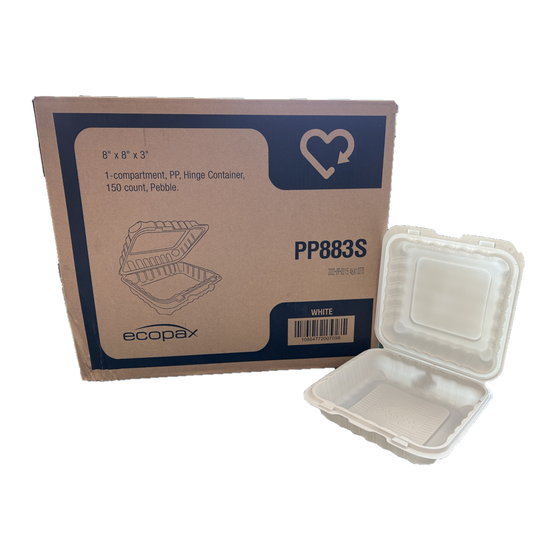 8" x 8" x 3", 1-Comp. White MFPP Take-Out Container - 150/cs
