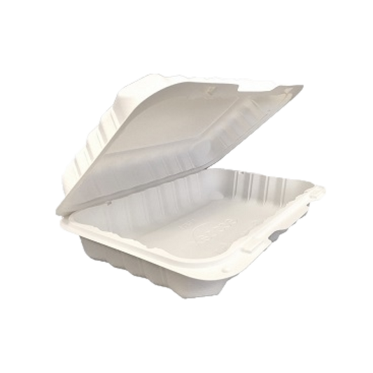 9.25" x 6.5" x 2.25"  White MFPP Take-Out Container - 150 pcs