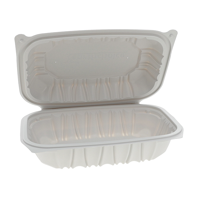 9" x 6" x 2.25" White MFPP Take-Out Container - 170/cs