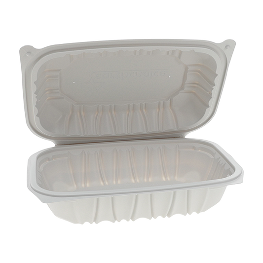 9" x 6" x 2.25" White MFPP Take-Out Container - 170/cs