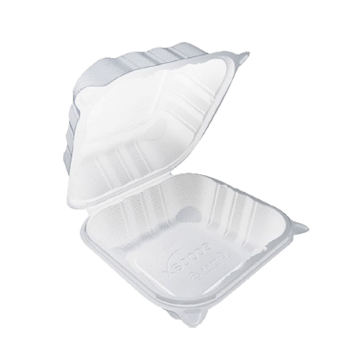 9.125" x 8.81" x 3" 1-Comp. White MFPP Take-Out Container - 150/cs
