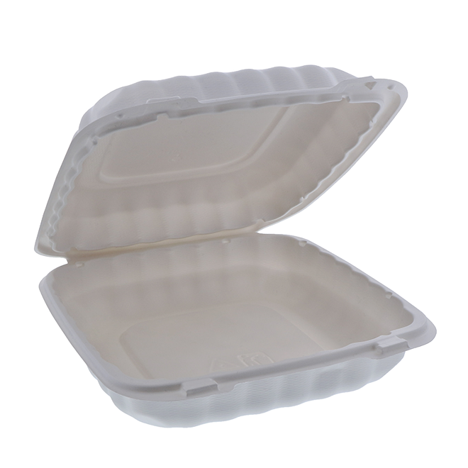 9" x 9" x 3" White MFPP Take-Out Container - 120/cs