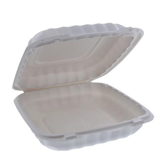 9" x 9" x 3" White MFPP Take-Out Container - 120/cs