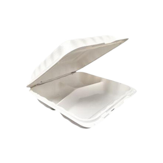 9.1" x 8.8" x 3", 3 comp. MFPP Take-Out Container - 150/cs
