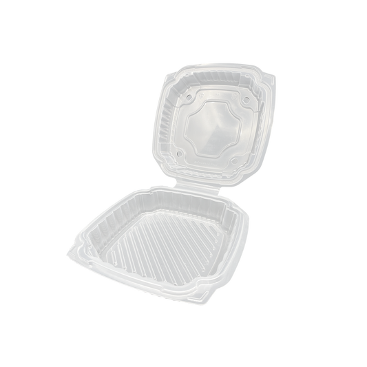 9.8” x 10.5” x 2.8” PVS Translucent Take-Out Container - 150/cs