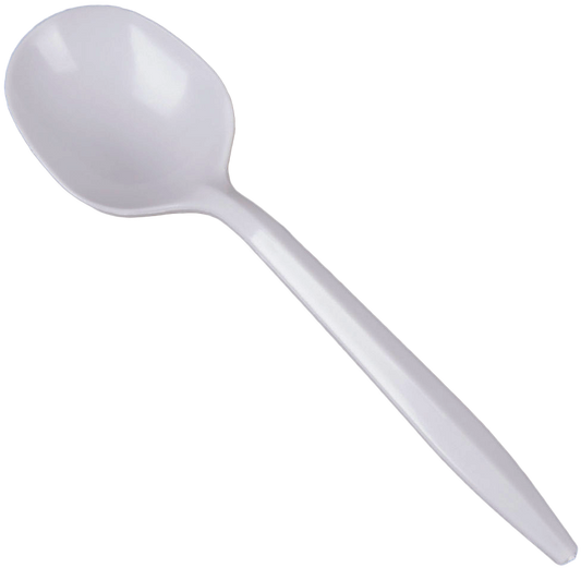Medium White Plastic Soup Spoons - 1000pcs