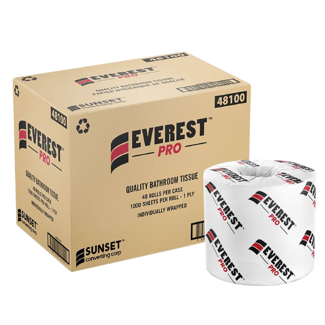 1000 sheets, 1 ply Standard Toilet Paper - 48 Rolls