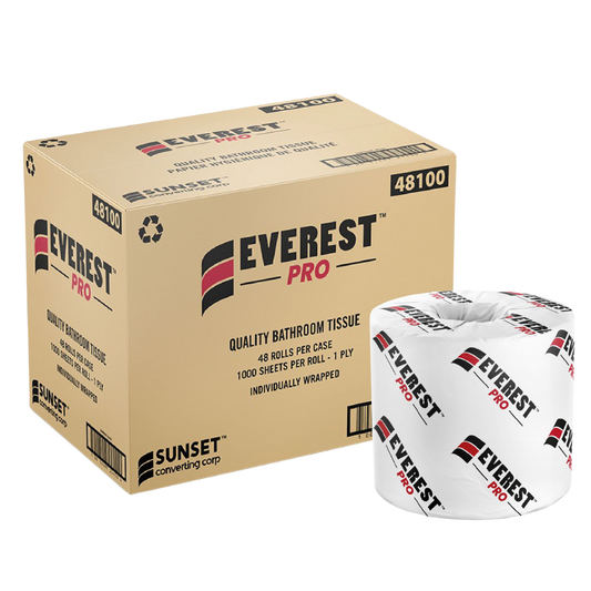 1000 sheets, 1 ply Standard Toilet Paper - 48 Rolls