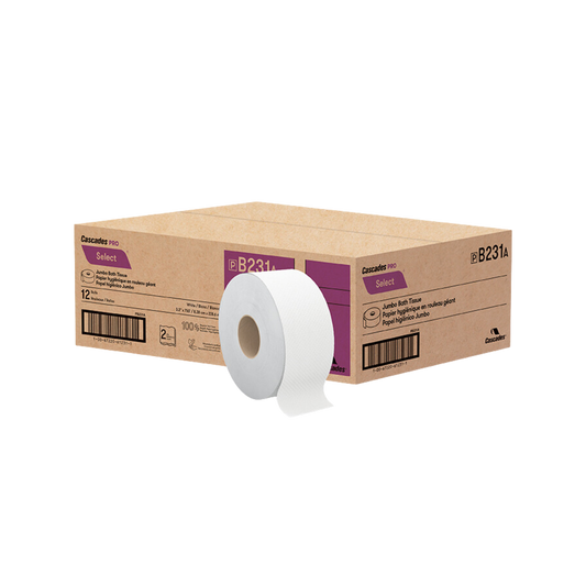 3.3" x 750' 2ply Jumbo Toilet Paper - 12 Rolls