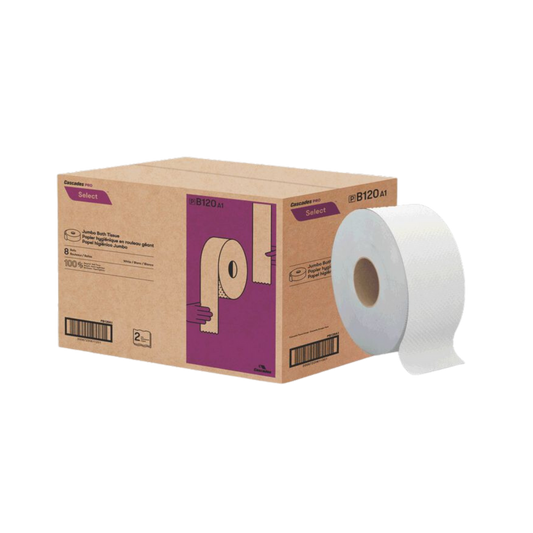 3.3" x 900' 2 ply Jumbo Toilet Paper - 8 Rolls