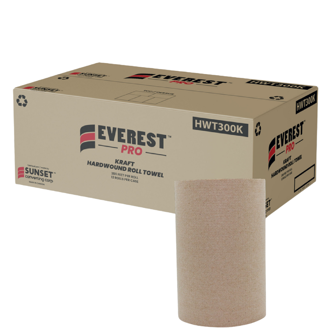 7.85" x 300', Kraft Hand Towel Rolls (HWT300K) - 12 Rolls