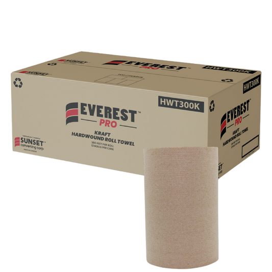 7.85" x 300', Kraft Hand Towel Rolls (HWT300K) - 12 Rolls