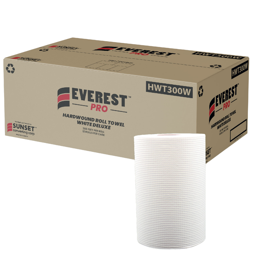 7.85" x 300', White Hand Towel Rolls (HWT300W) - 12 Rolls