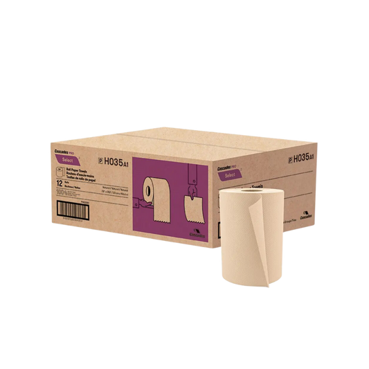 8" x 350' Kraft Hand Towel Rolls - 12 Rolls