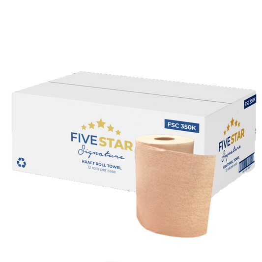 300', Kraft Hand Towel Rolls (FSC 350K) - 12 Rolls