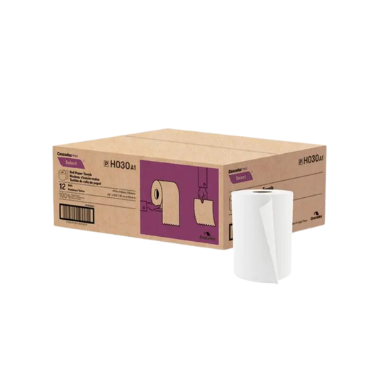 8" x 350' White Hand Towel Rolls - 12 Rolls