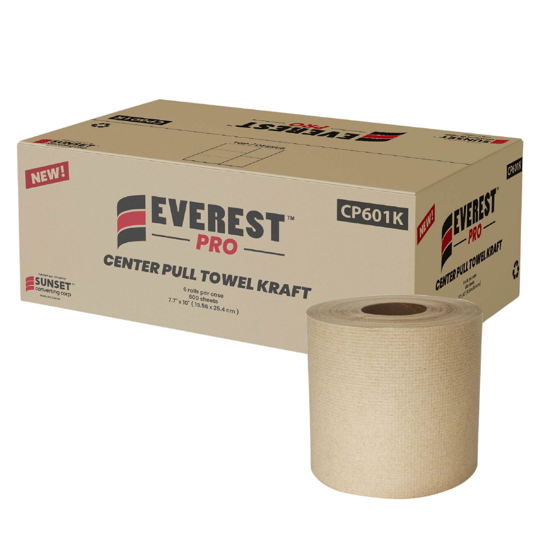 600 sheet, 7.65" x 500' Centre Pull Towel Kraft Hand Towels (CP601K) - 6 Rolls