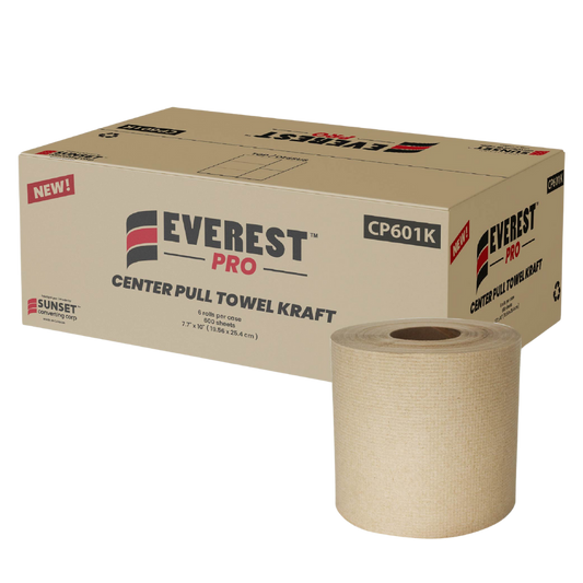 600 sheet, 7.65" x 500' Centre Pull Towel Kraft Hand Towels (CP601K) - 6 Rolls