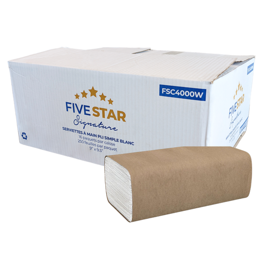 Singlefold White Hand Towel Sheets - 250x16/cs