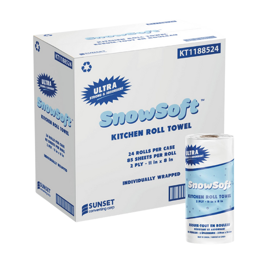 8" x 11", 85 Sheets, 2 Ply Kitchen Towel (KT1188524) - 24 Rolls