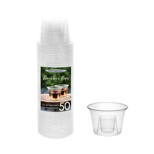 3oz Clear Soft Plastic Bomber Cups - 50pcs x 10pks/case
