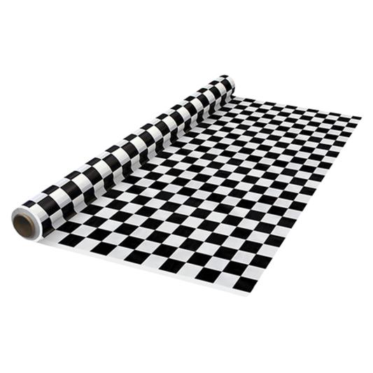 40" x 100' Black Checker Plastic Banquet Roll