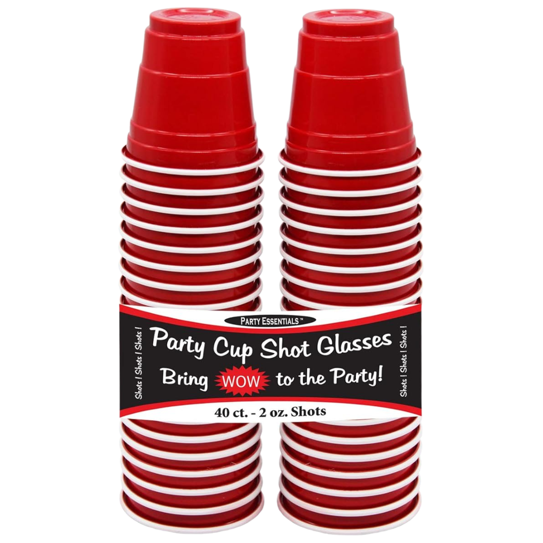 2oz Red Party Shot Glasses - 20pcs/pk