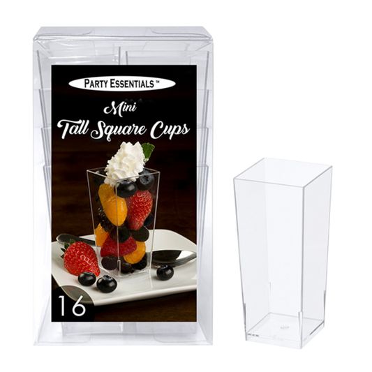 3.5oz Clear Mini Tall Square Cups - 16pcs/pk