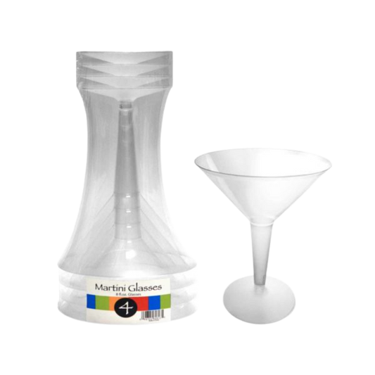 8oz Clear Martini Glasses - 4pcs/pk