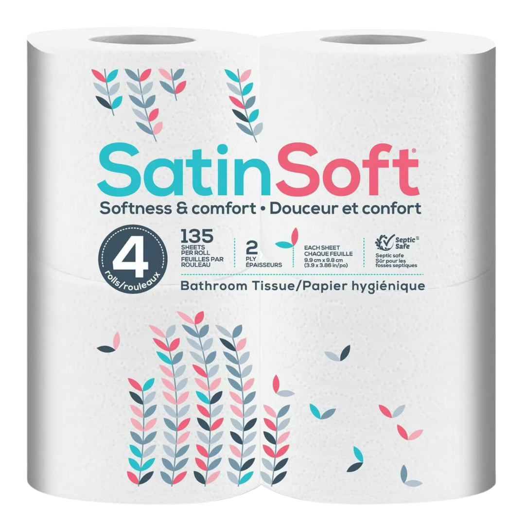 Satin Soft 2ply Economy Bathroom Tissue - 4x24, 36/S