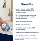 GE RE-NEW Silicone Sealant, White Kitchen and Bath, 80 ml Tube, Pack of 1 GE