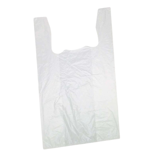 (16" + 8") x 28" Jumbo White Low Density Plain T-Shirt Bag - 250 pcs