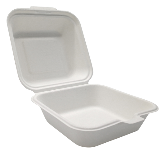 5.5" x 5.5" x 2.8" Sugarcane Take-Out Container - 400pcs