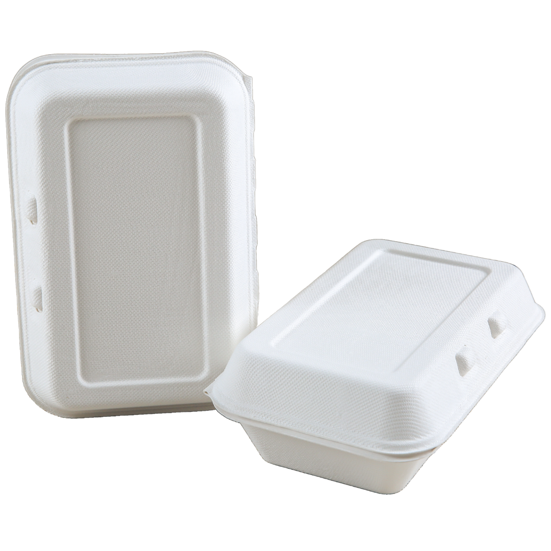 ***out*** 8.5" x 5.5" x 3" Sugarcane/Bagasse Take-Out Container - 200pcs