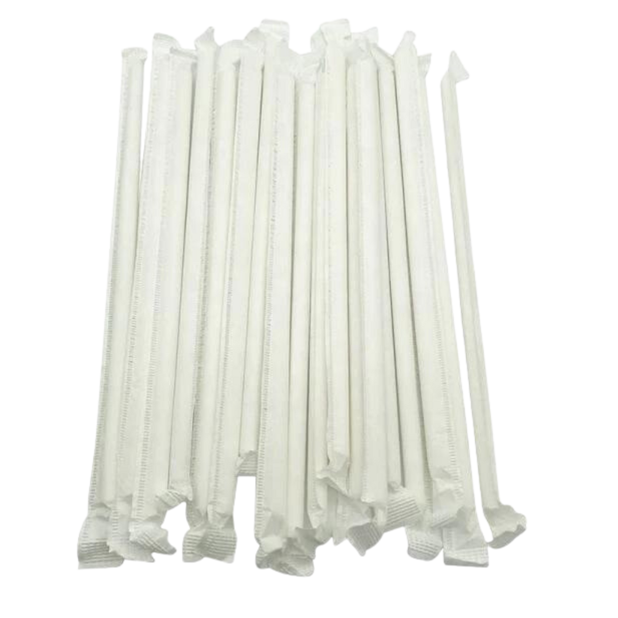 8'', 6mm x 210 mm White Paper Straws with Pointed End - 100 PCS x 20/CS