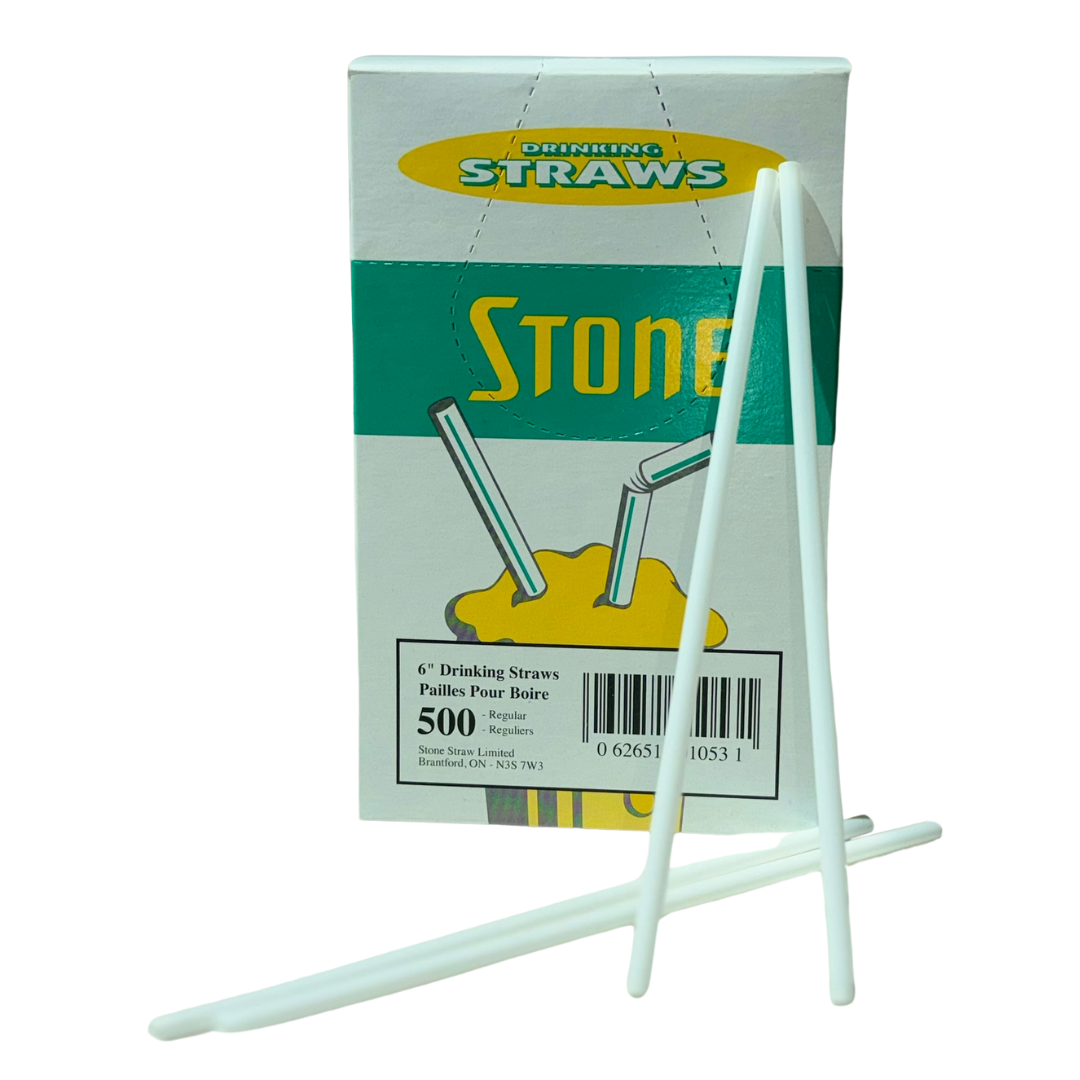 6" Regular Unwrapped White Straws - 9 x 500