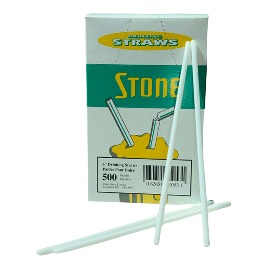 6" Regular Unwrapped White Straws - 9 x 500