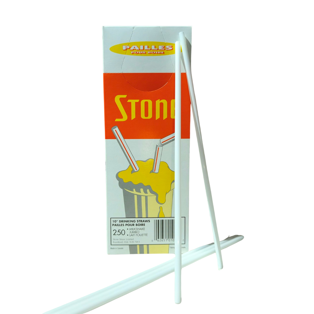 10" Unwrapped White Milkshake Straws - 9 x 250