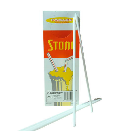 10" Unwrapped White Milkshake Straws - 9 x 250