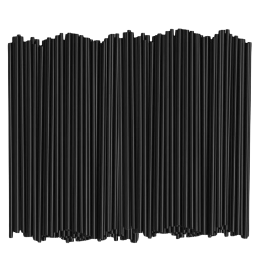 6" Unwrapped Black Cocktail Straws - 2500pcs
