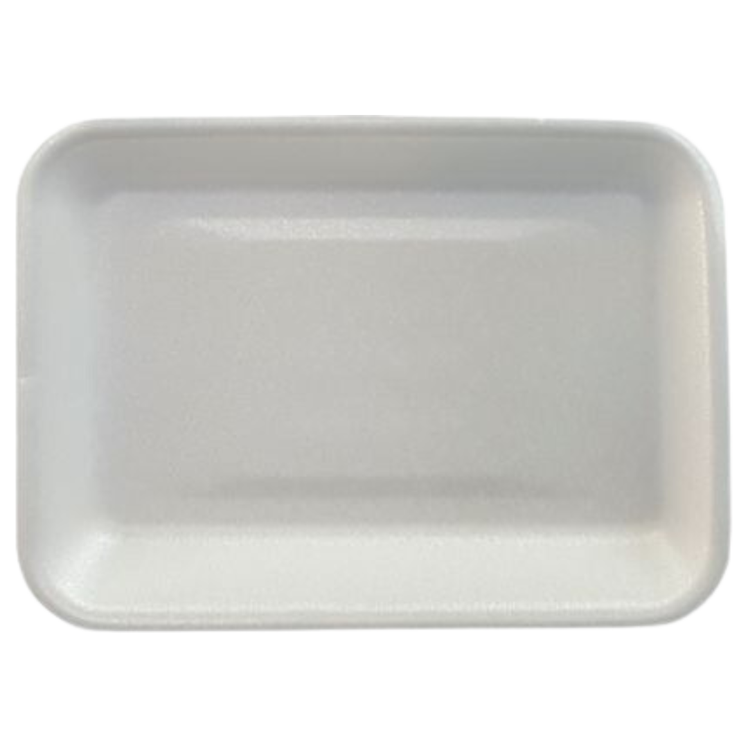 4P (7.2" x 9.2" x 1.3") White Foam Trays - 400 pcs