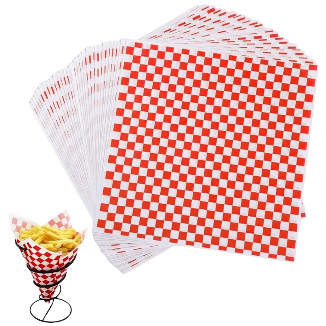 12" x 12" Red Checker Wax Paper - 2000pcs