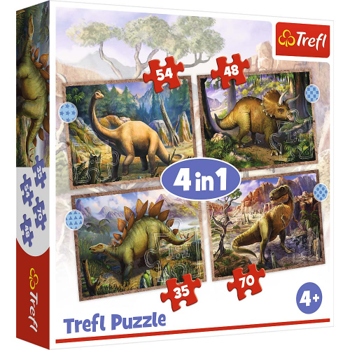 PUZZLE - 4in1 - INTERESTING DINOSAURS - 35/48/54/70pcs (Case of 8)